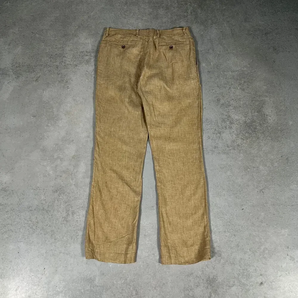 Linen Murano Baird McNutt Men's Brown Pants Classic Fit Size 33x30